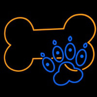 Dog Bone Blue Dog Paw Neon Sign