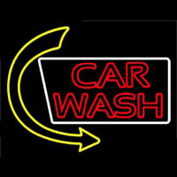 Double Stroke Car Wash With Arrow Neon Sign