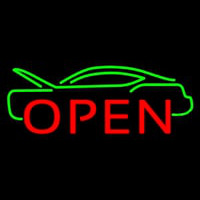 Green Car Open Neon Sign