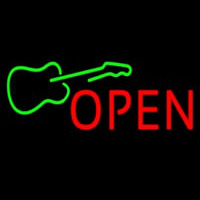 Green Guitar Open Neon Sign