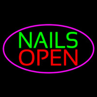 Green Nails Red Open Neon Sign