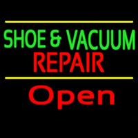 Green Shoe And Vacuum Red Repair Open Neon Sign