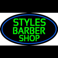 Green Styles Barber Shop With Blue Border Neon Sign