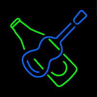 Guitar With Beer Bottle Neon Sign