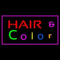 Hair And Color With Pink Border Neon Sign