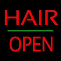 Hair Block Open Green Line Neon Sign