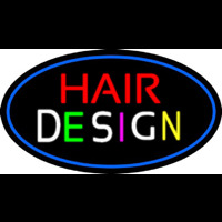 Hair Design With Blue Border Neon Sign