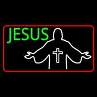 Jesus Christian Cross With Border Neon Sign