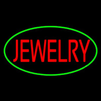 Jewelry Block Oval Green Neon Sign