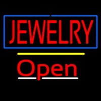 Jewelry Blue Border Open Yellow Line Neon Sign