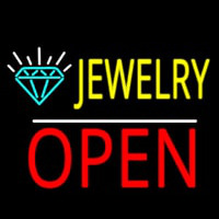 Jewelry Open White Line Neon Sign