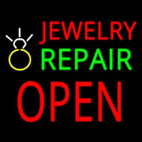 Jewelry Repair Block Open With Logo Neon Sign