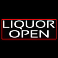 Liquor Open With Red Border Neon Sign