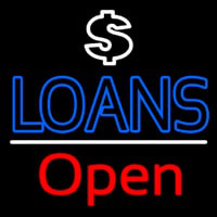 Loans With Dollar Logo Open Neon Sign