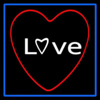 Love Red Heart With Blue Border Neon Sign