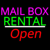 Mailbo  Rental White Line Open Neon Sign