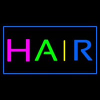 Multicolored Hair Rectangle Blue Neon Sign