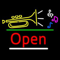 Music Open Green Line Neon Sign