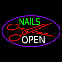 Nails Open With Scissors Neon Sign