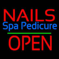 Nails Spa Pedicure Block Open Green Line Neon Sign