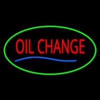 Oil Change Green Oval Neon Sign