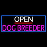 Open Dog Breeder With Blue Border Neon Sign