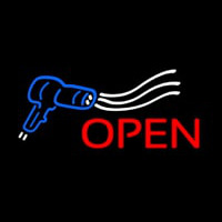 Open Hair Dryer Logo Neon Sign