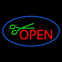 Open Oval Blue Neon Sign