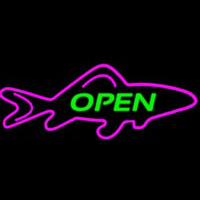 Open Purple Finned Fish Neon Sign