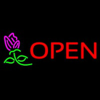 Open Rose Neon Sign