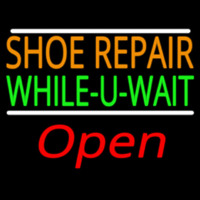 Orange Shoe Repair Green While You Wait Open Neon Sign