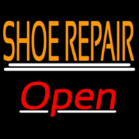 Orange Shoe Repair Open With Line Neon Sign