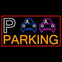 P And Car Parking With Red Border Neon Sign