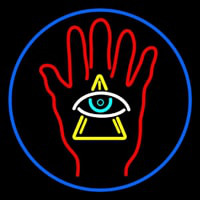 Palm With Eye Pyramid Neon Sign