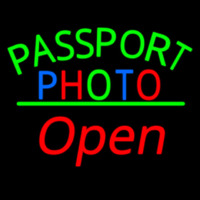 Passport Multi Color Photo With Open 2 Neon Sign