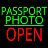 Passport Photo Open Block Green Line Neon Sign