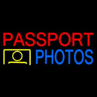 Passport Photos Block Logo Neon Sign