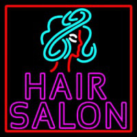 Pink Double Stroke Hair Salon With Girl Logo Neon Sign