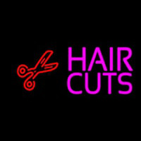 Pink Hair Cut With Scissor Neon Sign