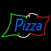 Pizza Blue Script Italian Flag Neon Sign