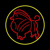 Poodle Dog Yellow Circle Neon Sign