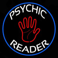 Psychic Reader With Palm Blue Circle Neon Sign