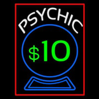 Psychic With Crystal Globe Red Border Neon Sign