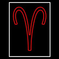 Red Aries White Border Neon Sign