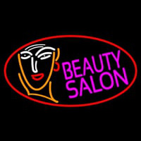 Red Beauty Salon With Girl Neon Sign