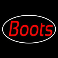 Red Cursive Boots Neon Sign