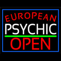 Red European White Psychic Red Open Green Line Neon Sign