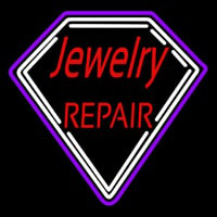 Red Jewelry Repair Diamond Border Neon Sign