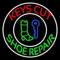 Red Keys Cut Green Shoe Repair Neon Sign