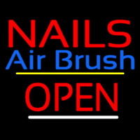 Red Nails Airbrush Open Yellow Line Neon Sign